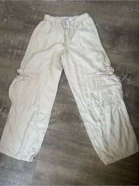 BDG Wide-Leg Beige Cargo Pants with Drawstring Waist